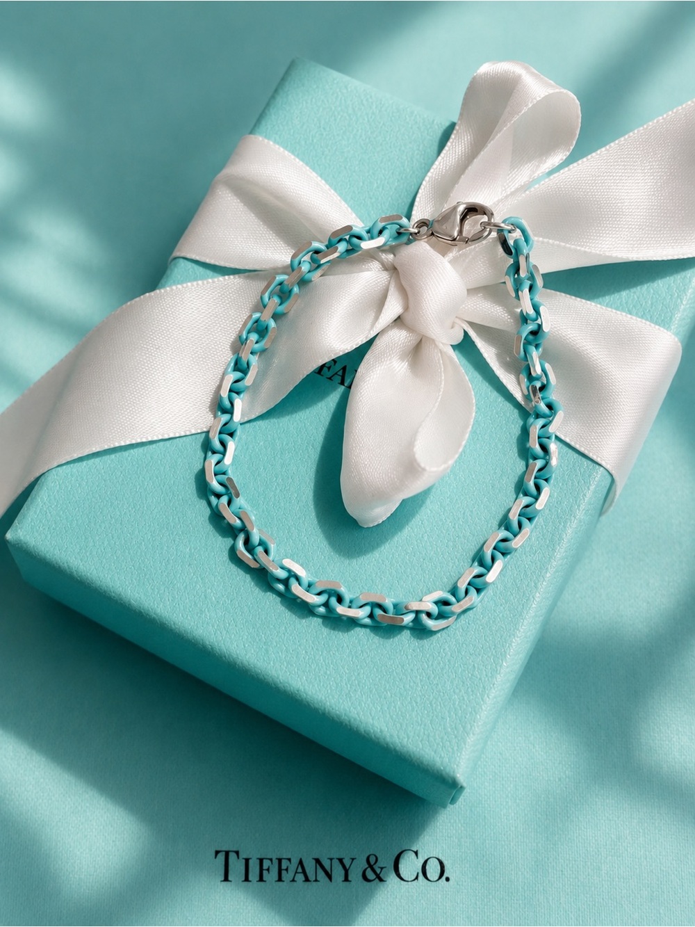 Tiffany & Co RARE Authentic Blue Enamel Sterling Silver Bracelet